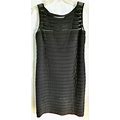 Adrianna Papell Cocktail Dress Sz 14 Black Layered Look Sleeveless Lined