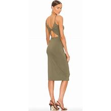 Enza Costa Twist Back Dress Silver Sage Green Size Xs