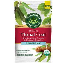 Traditional Medicinals Throat Coat Eucalyptus Mint Lozenges - 16Ct