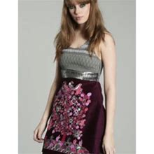 Free People Dresses | Free People Silver & Burgundy Short Beaded Dress | Color: Red/Silver | Size: 6