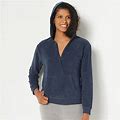 Barefoot Dreams Tops | Barefoot Dreams Beach Cozy Terry Cloth Cross Over Hoodie Indigo Large Xl New | Color: Blue | Size: Various