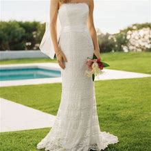 Galina Dresses | Galina Allover Beaded Lace Sheath Gown | Color: White | Size: 8
