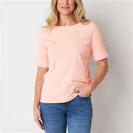 Liz Claiborne Womens Crew Neck Short Sleeve T-Shirt | Pink | Petites Petite X-Large | Shirts + Tops T-Shirts