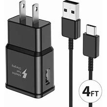 For Samsung Galaxy Fast Charger, Adaptive Fast Charging Wall Charger Plug With USB Type C Cable Replacement For Samsung Galaxy S9 S9 Plus S8 S8 Plus S