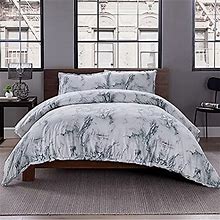 Reversible Printed 2-Piece Twin/Twinxl Duvet Cover Set In Marble