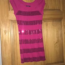 Express Dresses | Sequin Stripe Pink Dress | Color: Pink | Size: S
