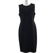 Calvin Klein Black Fringe Sheath Dress Womens 10 Detailed Split