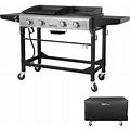 Royal Gourmet GD401C 4-Burners Portable Propane Gas Grill And Griddle Combo Grills In Black With Side Tables With Cover