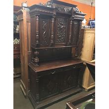 1890S Antique French Walnut Renaissance Carved Buffet Sideboard Cabinet Nice Old