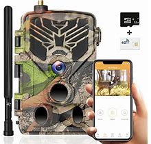 4G LTE Cellular Trail Camera With App 4K 36MP Wireless Game Camera Motion Activated 0.2S Trigger 98ft No Glow Night Vision Send Pictures To Your Ce