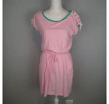 Lilly Pulitzer Size M Dress Pink Green Trim Tunic Pima Cotton Pockets