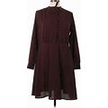 H&M Casual Dress - A-Line Mock 3/4 Sleeves: Burgundy Dresses - Women's Size 12
