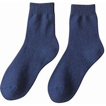 Wreesh Unisex Long Socks Running Socks Men Winter Thicken Keep Warm Couple Socks Fashion Trend Socks Navy