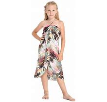 Girl Hawaiian Halter Dress In Neon Sunset Size 12