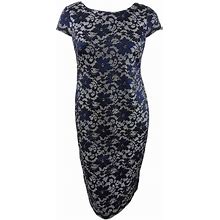 Connected Dresses | Connected Women's Embroidered-Glitter Dress (6, Navy) | Color: Blue | Size: 6
