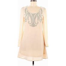 The Clothing Company Casual Dress - A-Line Scoop Neck Long Sleeves: Ivory Dresses - Women's Size Medium