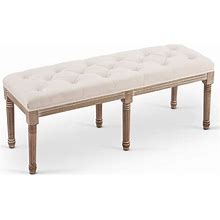Tufted Fabric End Of Bed Bench For Bedroom Living Room Hallway More, Beige, Benches, By Imtinanz