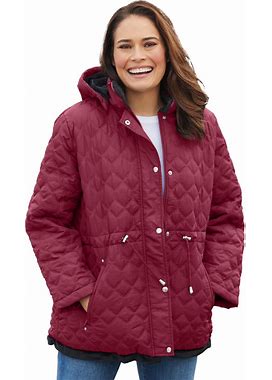Plus Size Women's Totes® Geo Quilt Jacket By TOTES In Garnet (Size 2X)