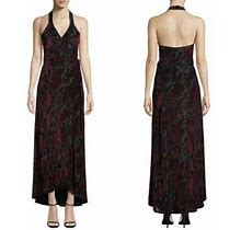 Dress The Population $275 Erica Burgundy Velvet Wrap Dress Gown Xs 0 2