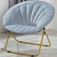 Urban Shop, Channel Stitch Velvet Folding Saucer Chair, Sky Blue