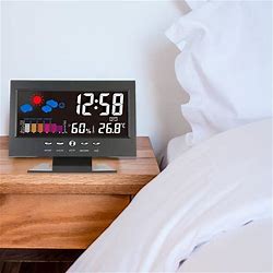 Weather Clock With Time Date Week Temperature Humidity Display Weather Forecast Function With Voice-Activated Backlight Function 15.6X4X9.6CM/6.13.7
