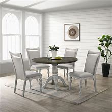 Roundhill Furniture Iris 5-Piece Dining Set, Weathered White And Gray
