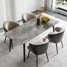 Vvsmriti Dining Table 55'' Inches Rectangle Marble Kitchen Table,Grey Dining Room Table With Sintered Stone Top And Metal Legs,Mid Century Modern