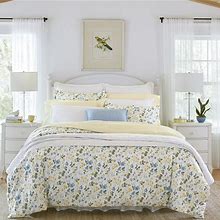 Laura Ashley Home - Twin Duvet Cover Set, Cotton Sateen Reversible Bedding With Matching Sham, All Season Home Decor (Meadow Floral Blue, Twin)