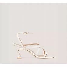 Stuart Weitzman Oasis 75 Ankle-Strap Sandal, Seashell Lacquered Nappa Leather, Size: 9 Wide