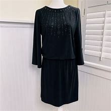 White House Black Market Dresses | White House Black Market Women's Nwt Black Beaded Neckline V-Back Blouson Dress | Color: Black | Size: M