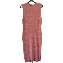 Anthropologie Daily Practice Ribbed Midi Dress Womens Coral Pink Size