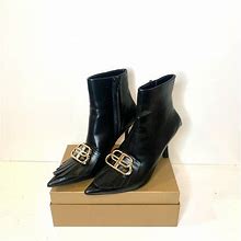 Black Leather Ankle Boots Womens Size 5.5 - Women | Color: Black | Size: 5.5