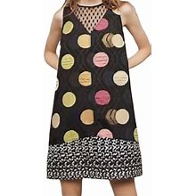 Anthropologie Dresses | Maeve Women's S Dot Pattern Lace Yolk Tilde Jacquard Back Zipper Shift Dress | Color: Black | Size: S