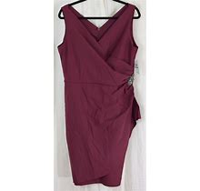 Alex Evenings Women's Slimming Short Ruched Dress With Ruffle Wine