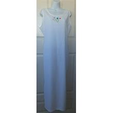 Dressbarn Embroidered Sleeveless Summer Maxi White Long Dress Women's
