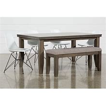 Dining Set - With Alexa White Chairs Dining Set For 6 - Grey - Wood/Metal - 42"W X 66"D X 30"H At Living Spaces