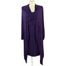 Womens Xl Purple Dress Tee Shirt Midi Cardigan Drape Long Sl Chadwicks