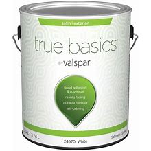 Valspar 24570 True Basics Self-Priming Exterior White Paint, Satin, 1 Gal Can