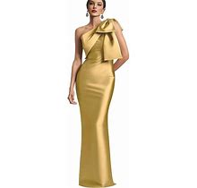 Mkojaa One Shoulder Prom Dress With Bow Satin Bridesmaid Dresses Long Mermaid Mother Of The Bride Dresses