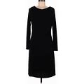 Chadwicks Casual Dress - Sheath Crew Neck Long Sleeve: Black Solid Dresses - Women's Size Medium