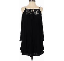 Ashley Mason Casual Dress - A-Line Tie Neck Sleeveless: Black Print Dresses - Women's Size X-Small