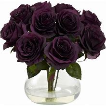 Rose Arrangement W/Vase, Purple Elegance By Nearly Natural