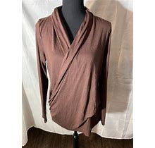 Venus Women's Pullover Wrap Sweater Size Large Brown Long Sleeve