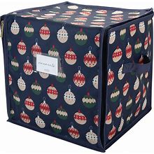 Laura Ashley Ornament Print Design 64 Count Stackable Christmas Ornament Storage Box - Red