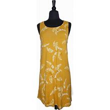 H&M Yellow Tropical Floral Print Sleeveless Pullover Shift Dress Size S