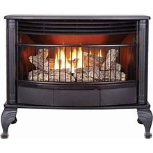 Ventless 25,000 BTU Dual Fuel Stove Cast Iron With Built-In Thermostat Control