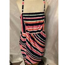 Tommy Hilfiger Women Pink Multicolored Crossback Striped Sheath Dress