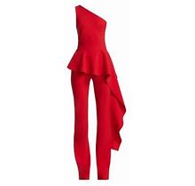 Chiara Boni La Petite Robe Women's Kincso One-Shoulder Peplum Jumpsuit - Passion - Size 16