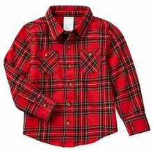 Okie Dokie Toddler & Little Boys Long Sleeve Flannel Shirt | Red | Regular 2T | Shirts + Tops Flannel Shirts