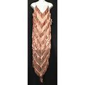 Aidan Mattox Dress Midi Rose Gold Sequin Fringe Spaghetti Strap Nwt $365 Size 6